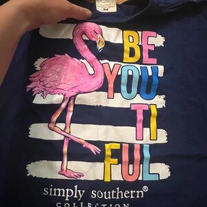 Simply Southern Navy Tee with Pink Flamingo